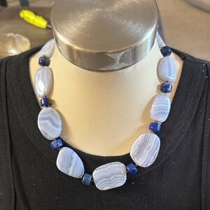 Blue and Gray Beaded Necklace